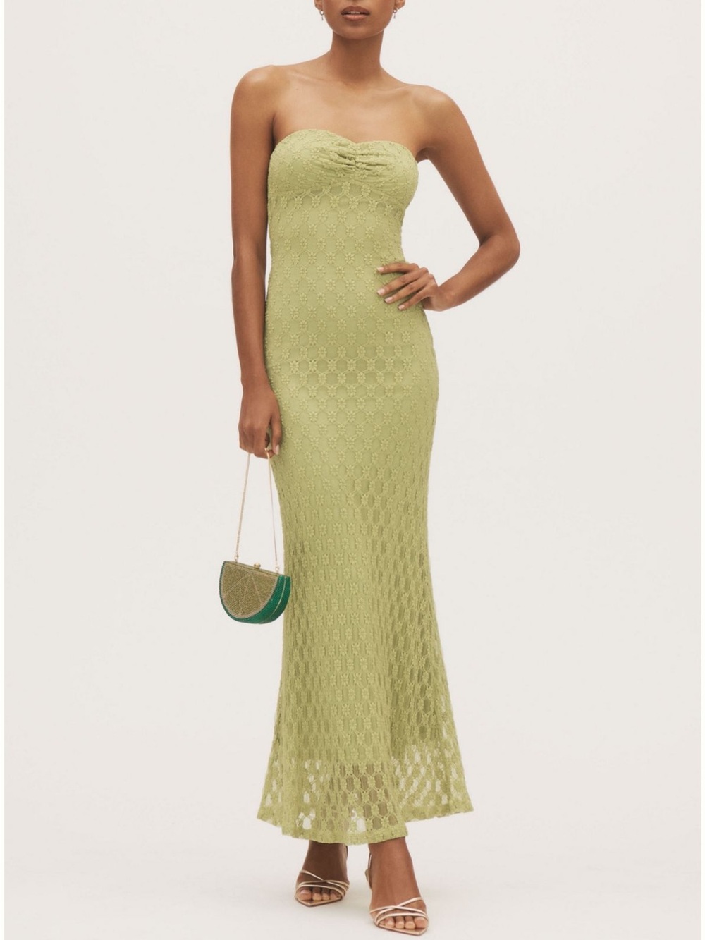 Bardot Adoni Strapless Green Midi Dress